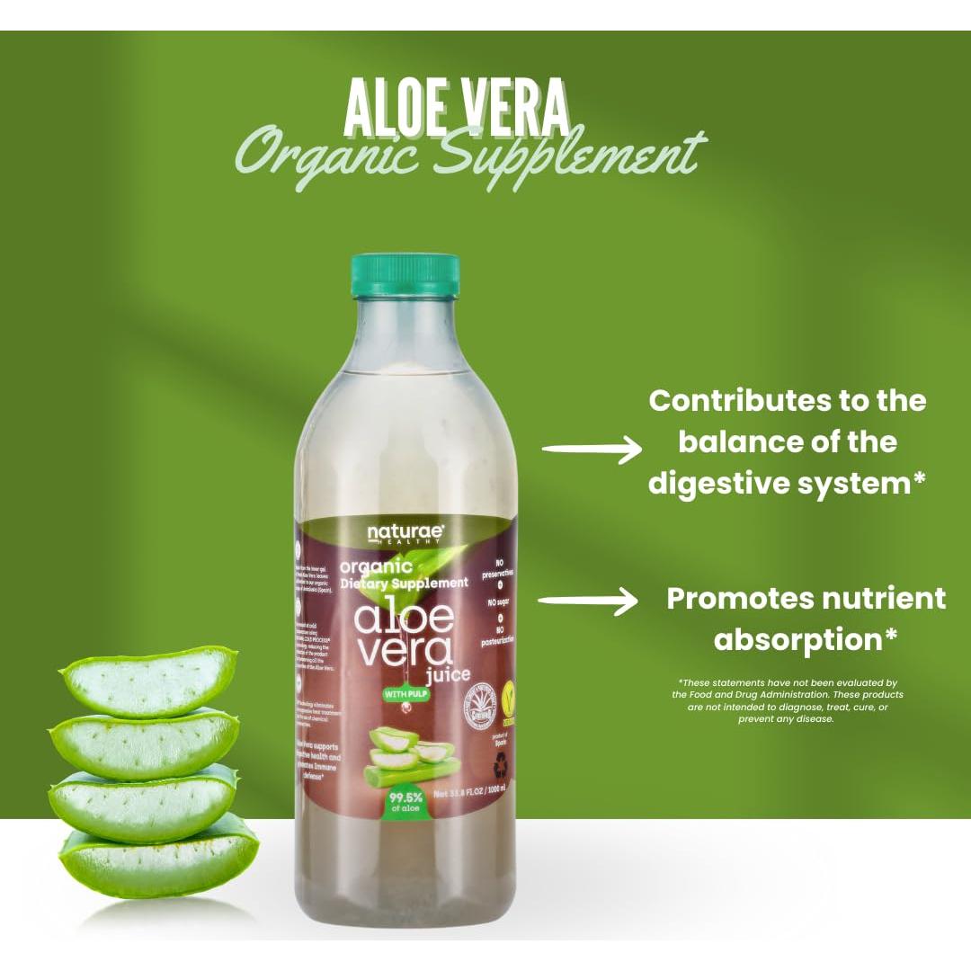 Jugo de Aloe Vera Orgánico Naturae 1000 ml con Pulpa