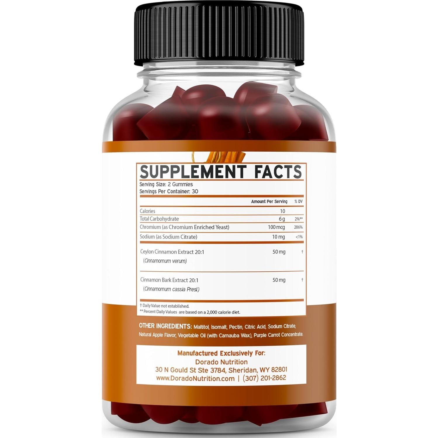 Gomitas de Canela de Ceilán Dorado Nutrition 60 Conteos