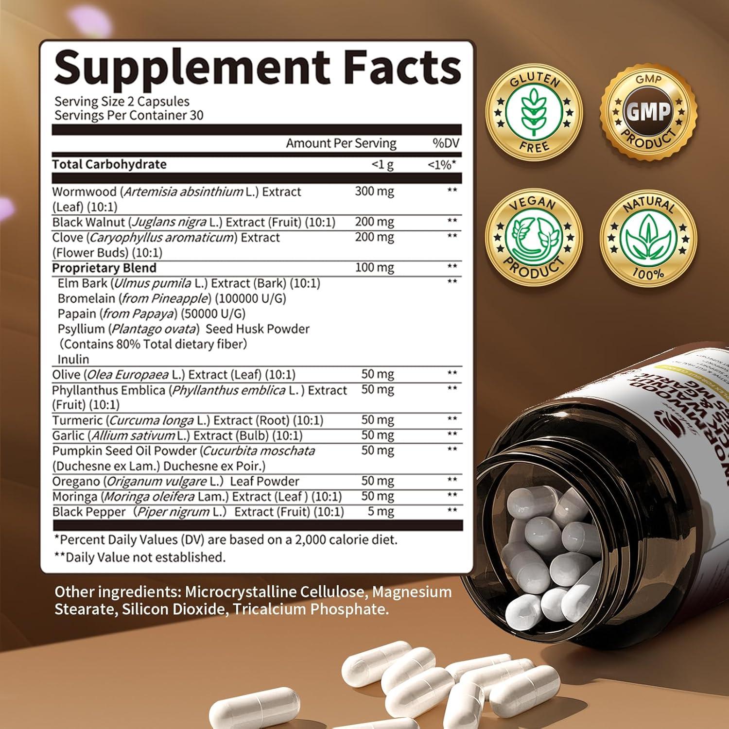 Lukaree 60 Cápsulas de Ajenjo y Nogal Negro 1155mg Vegano
