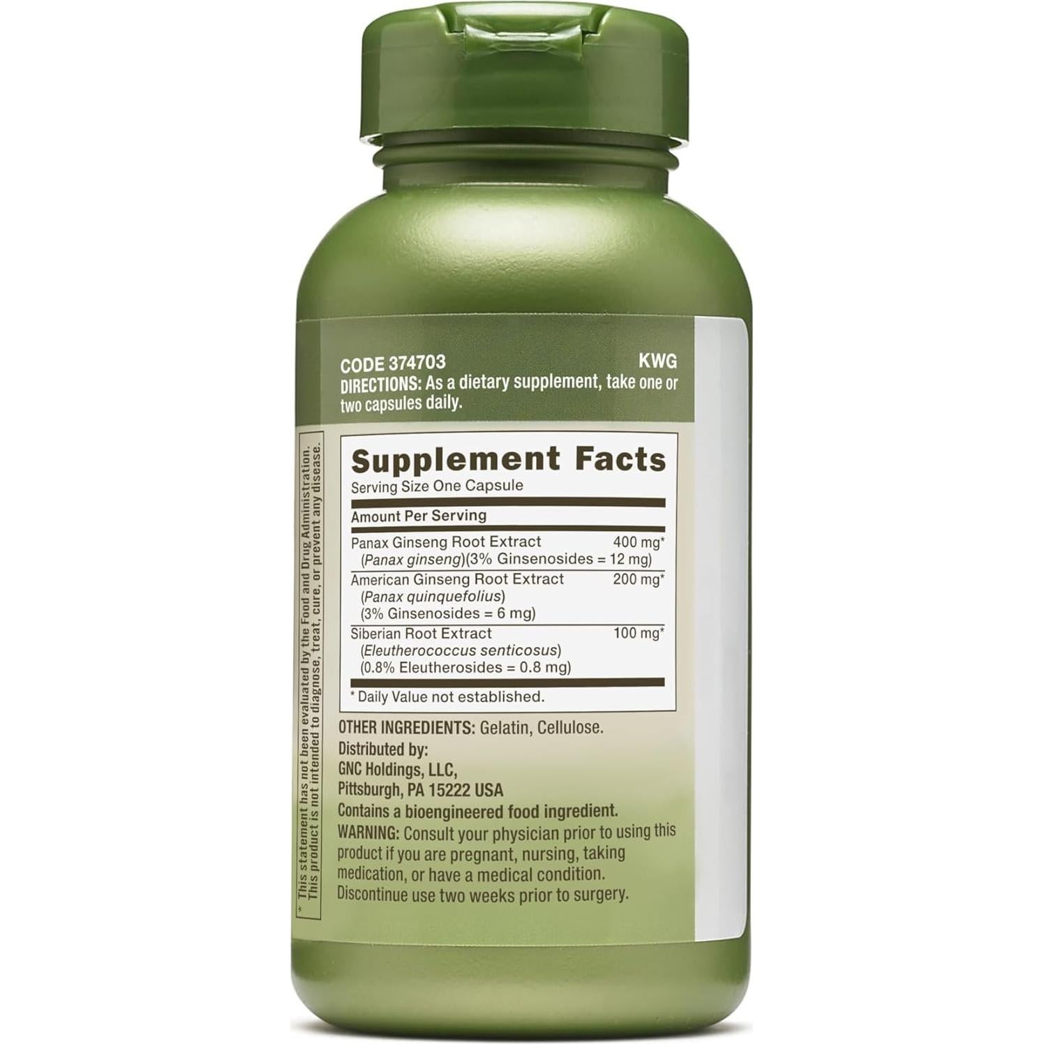 Suplemento Herbal GNC Triple Ginseng 100 Porciones 81.65g