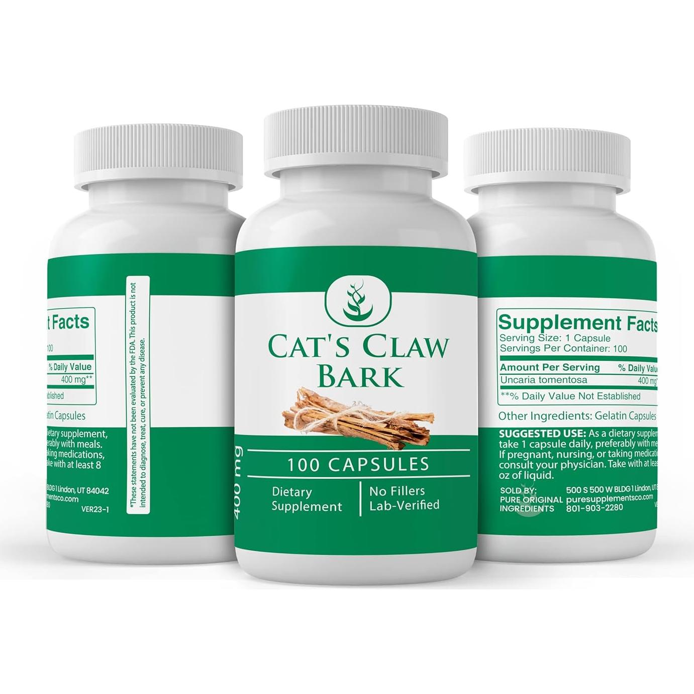 Corteza de Uña de Gato 100 Cápsulas Puras Sin Aditivos