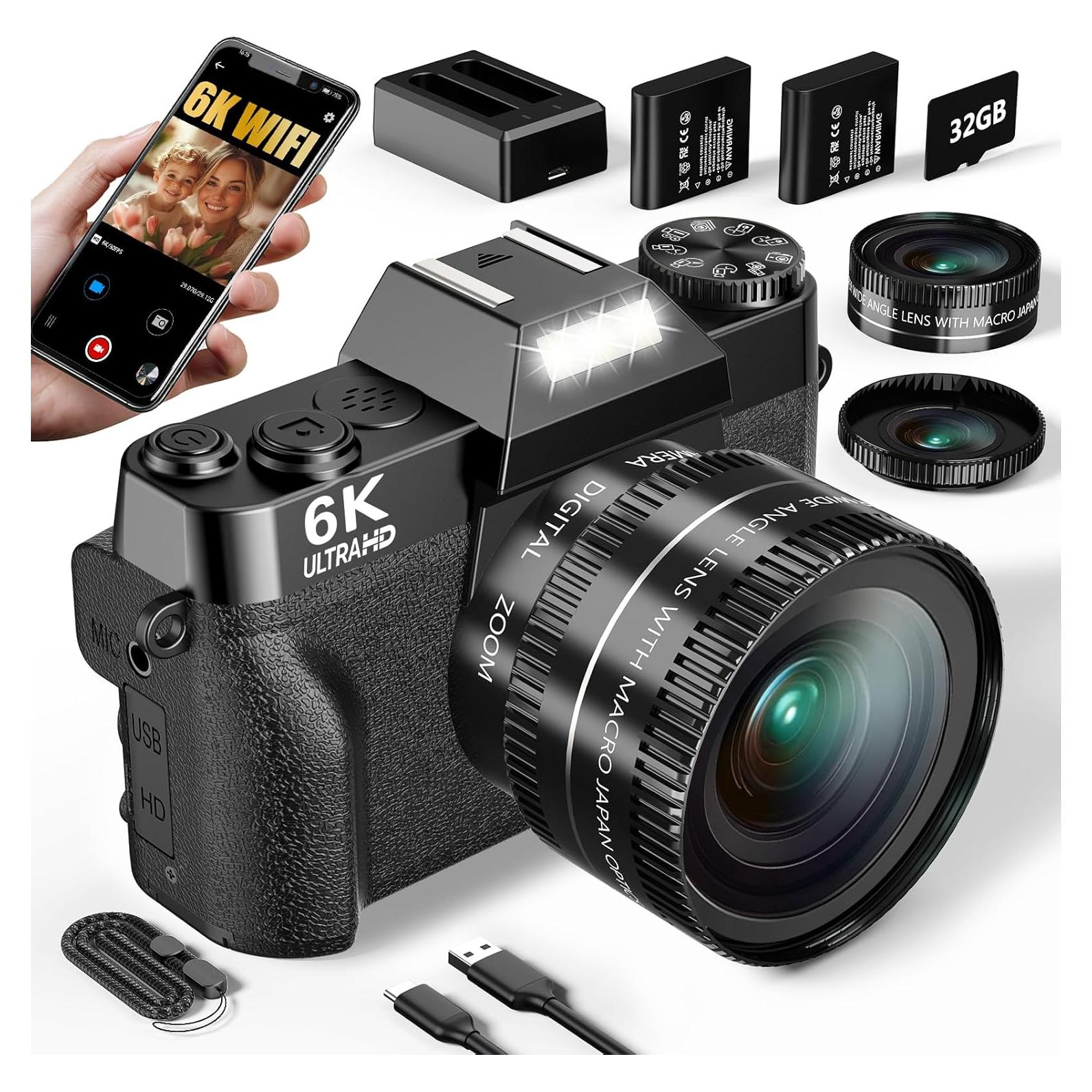 Cámara Digital 6K WIKICO WD02 64MP Zoom 16X Pantalla 3"