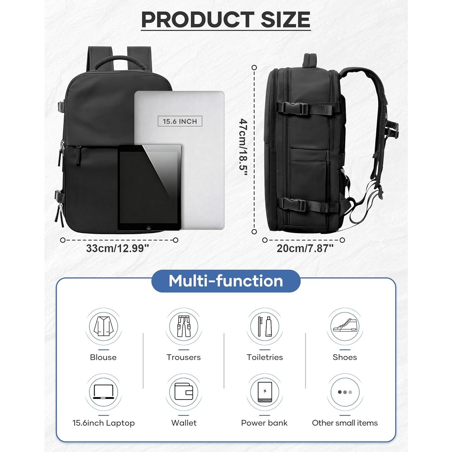 Mochila de Viaje al Vacío Vacpack 31L con Bomba Negra