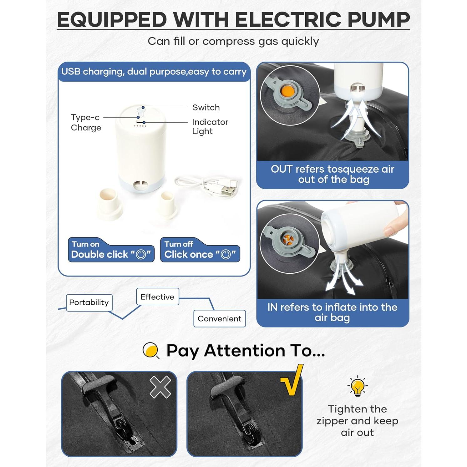 Mochila de Viaje al Vacío Vacpack 31L con Bomba Negra