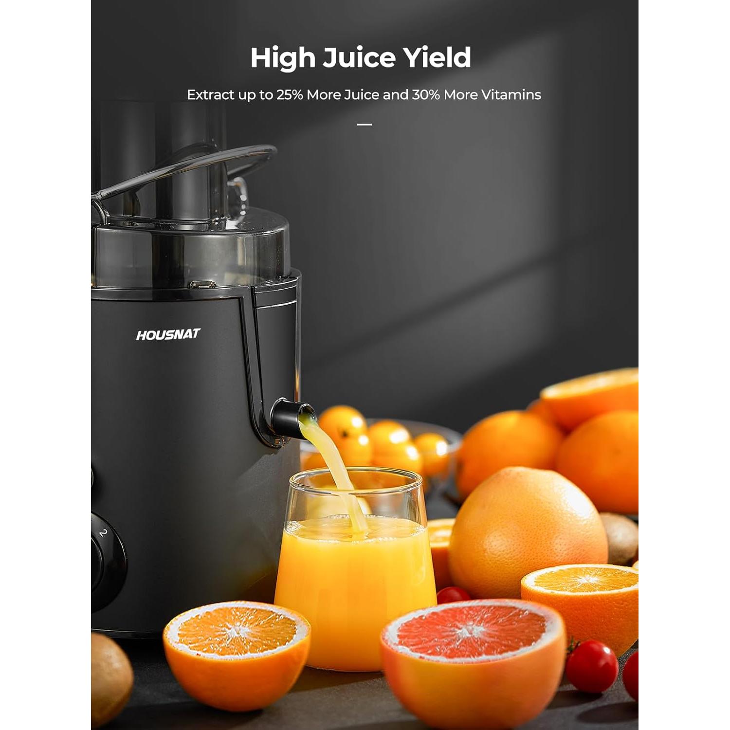 Exprimidor de Frutas y Verduras HOUSNAT 400W 3 Velocidades Negro