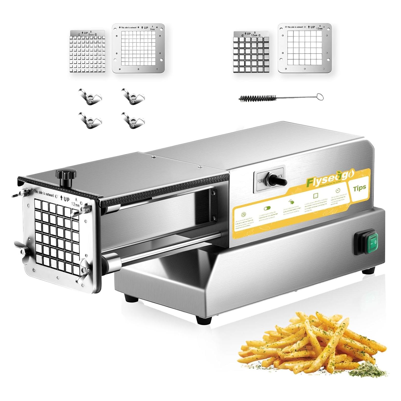 Cortador de Papas Fritas Eléctrico Flyseago 2 Cuchillas Acero Inoxidable