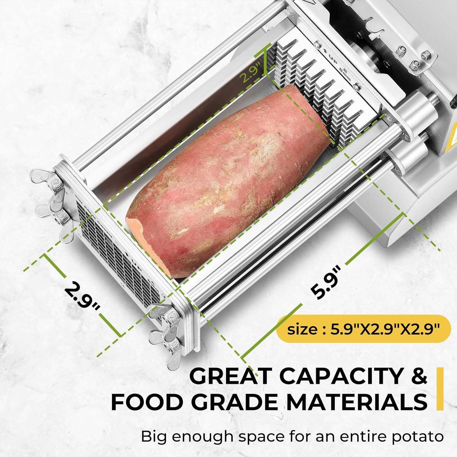 Cortador de Papas Fritas Eléctrico Flyseago 2 Cuchillas Acero Inoxidable