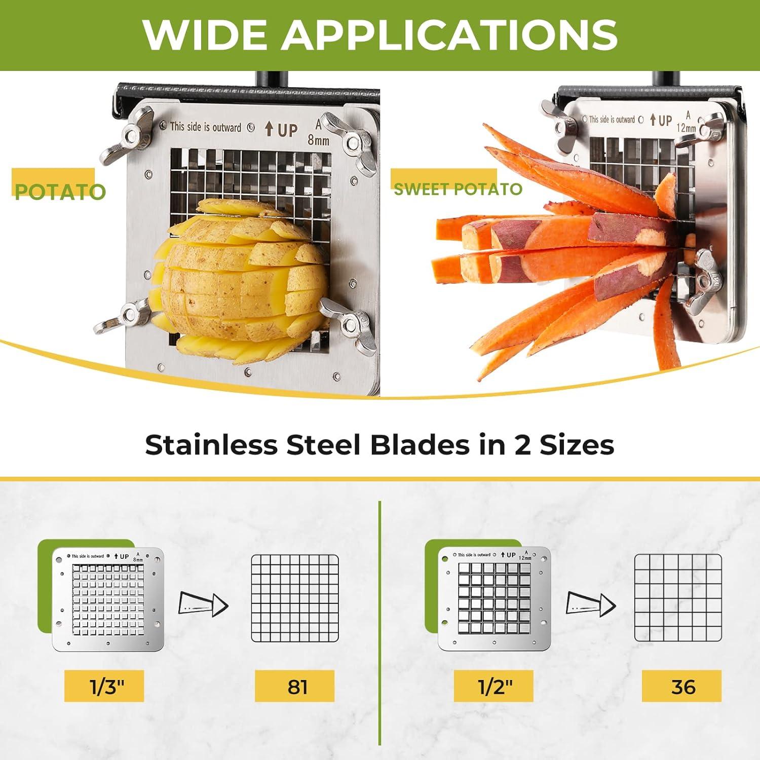 Cortador de Papas Fritas Eléctrico Flyseago 2 Cuchillas Acero Inoxidable