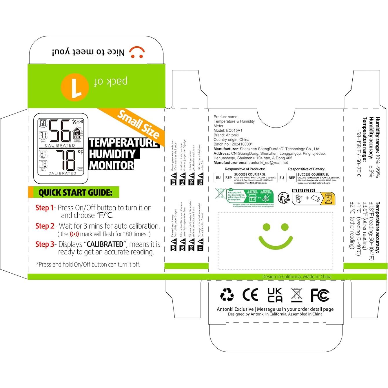 Termómetro Digital Antonki para Interior y Higrómetro - 6.6x5 cm