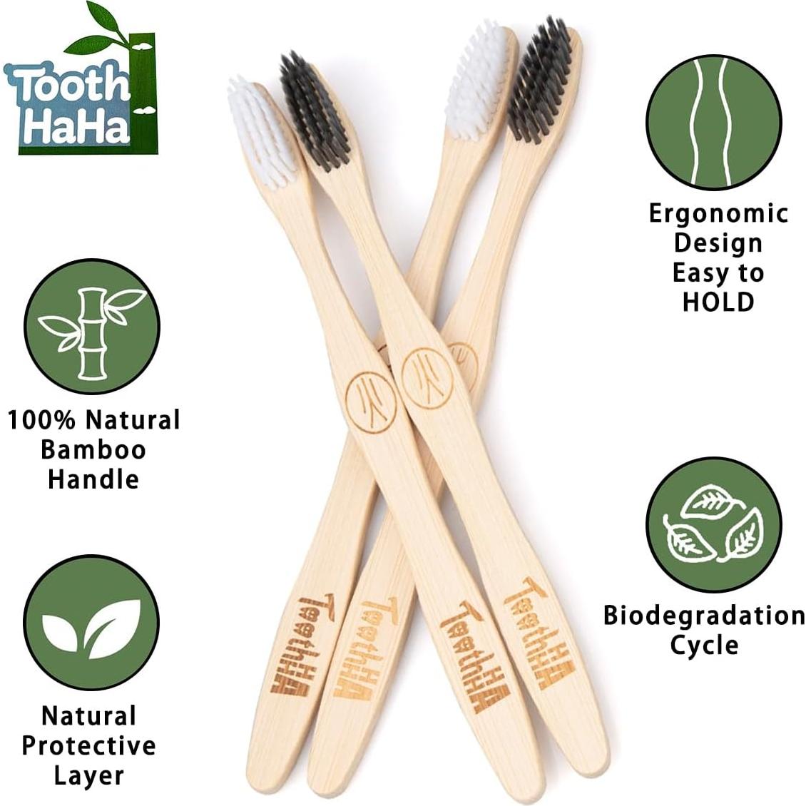 Cepillo de Dientes de Bambú Ecológico Tooth HaHa 10 Unidades