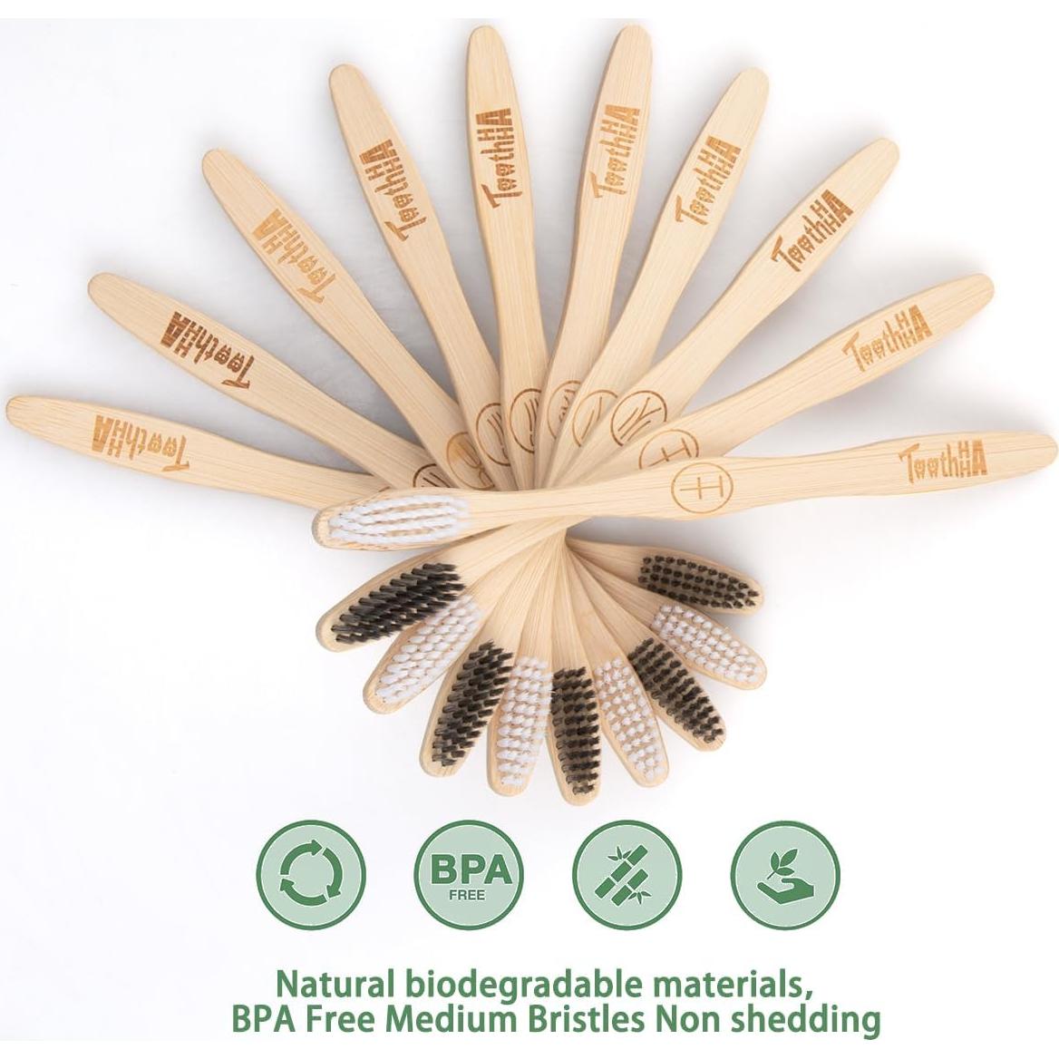 Cepillo de Dientes de Bambú Ecológico Tooth HaHa 10 Unidades