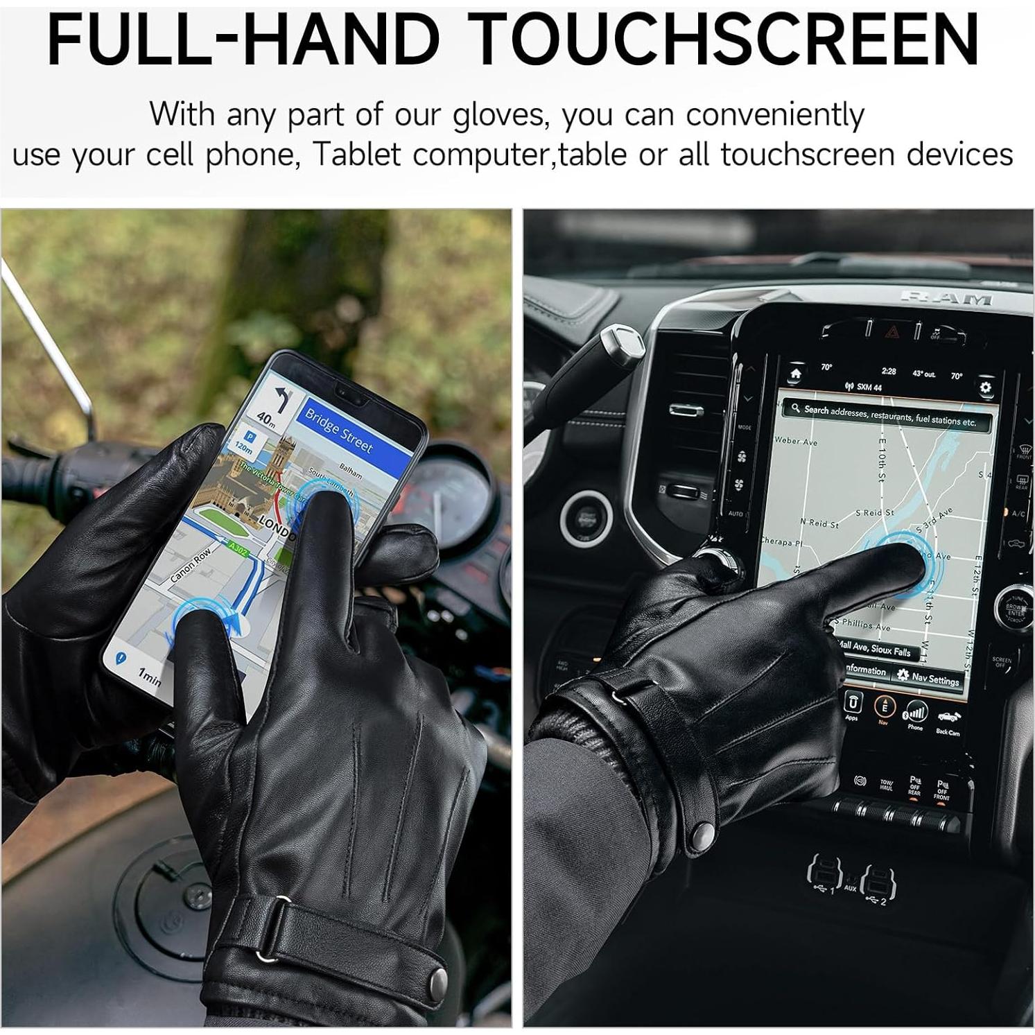 Guantes de Invierno OZERO para Hombre de Cuero Térmicos