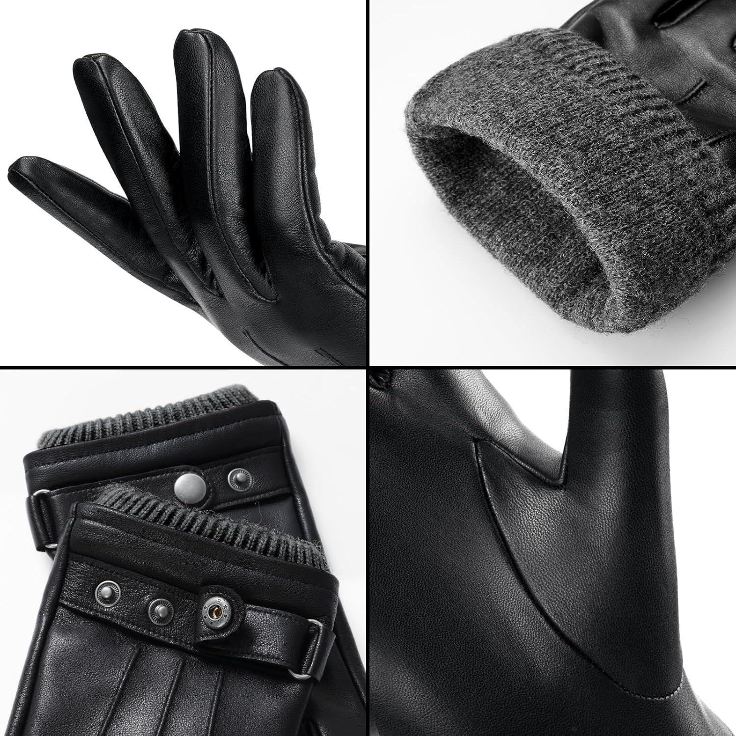 Guantes de Invierno OZERO para Hombre de Cuero Térmicos