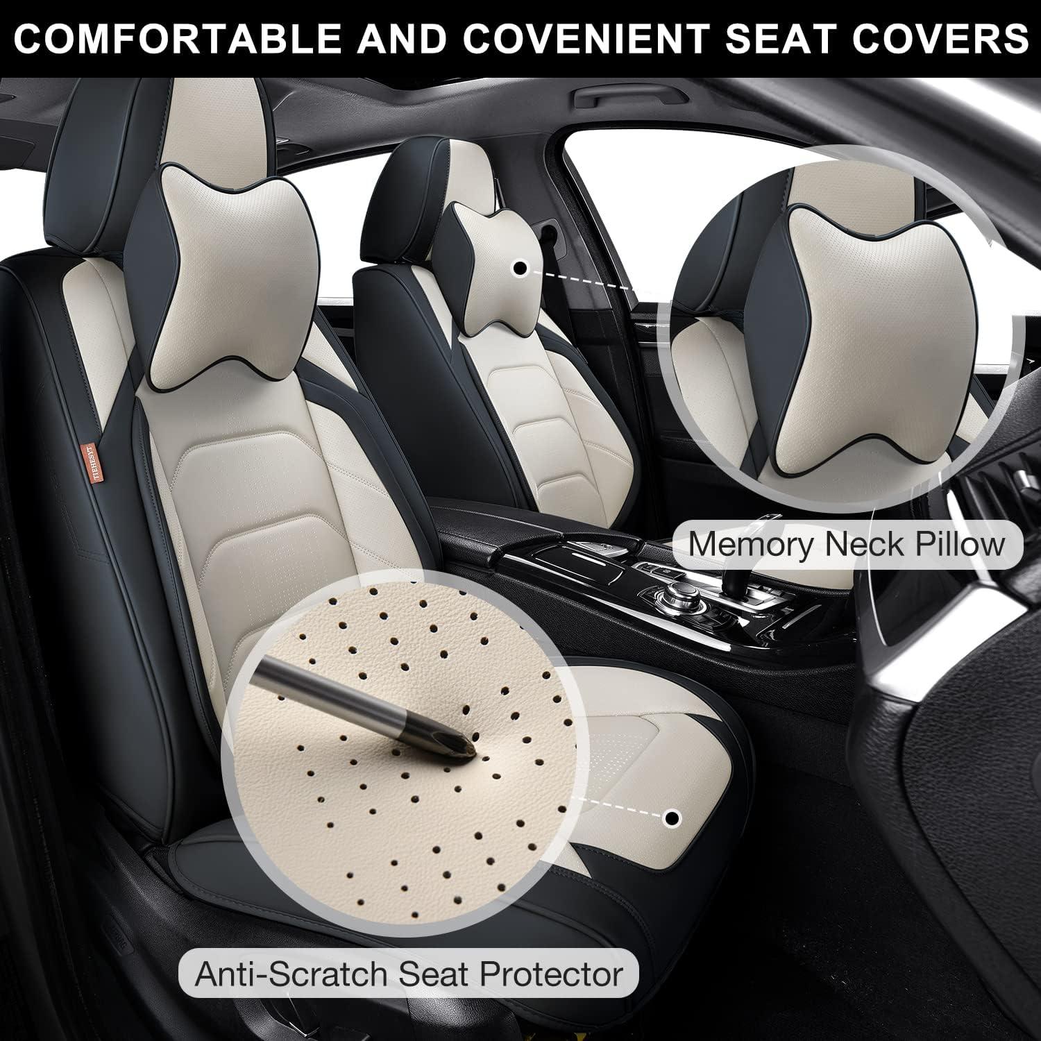 Fundas de Asiento de Coche TIEHESYT Par Frontal Negro y Blanco