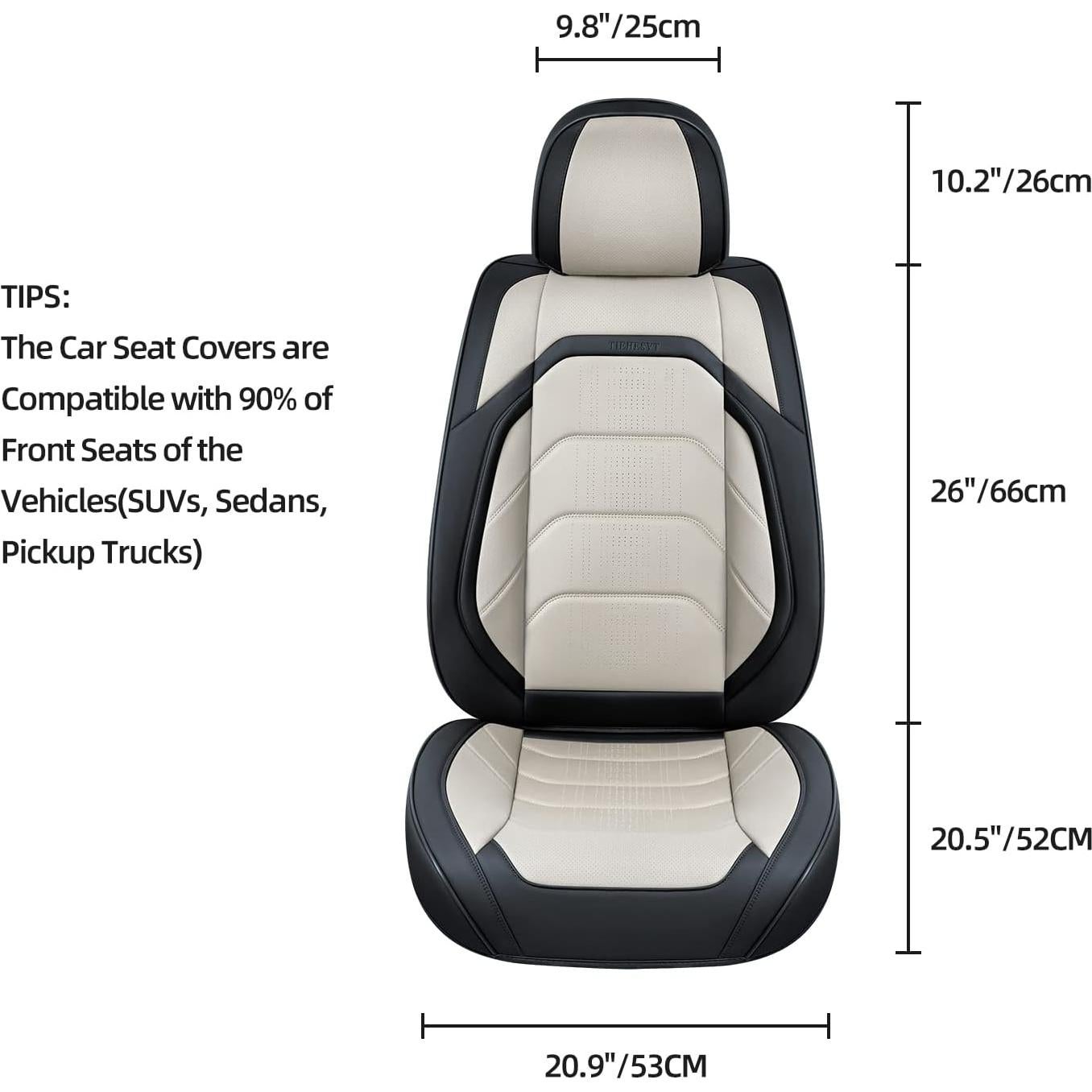 Fundas de Asiento de Coche TIEHESYT Par Frontal Negro y Blanco