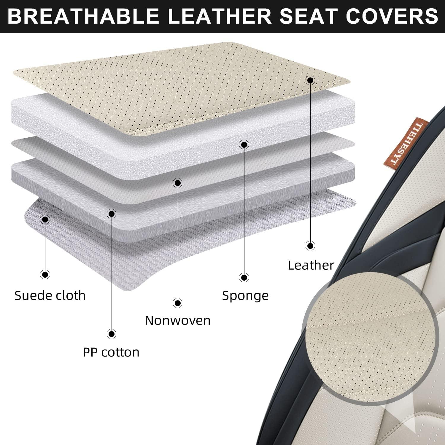 Fundas de Asiento de Coche TIEHESYT Par Frontal Negro y Blanco