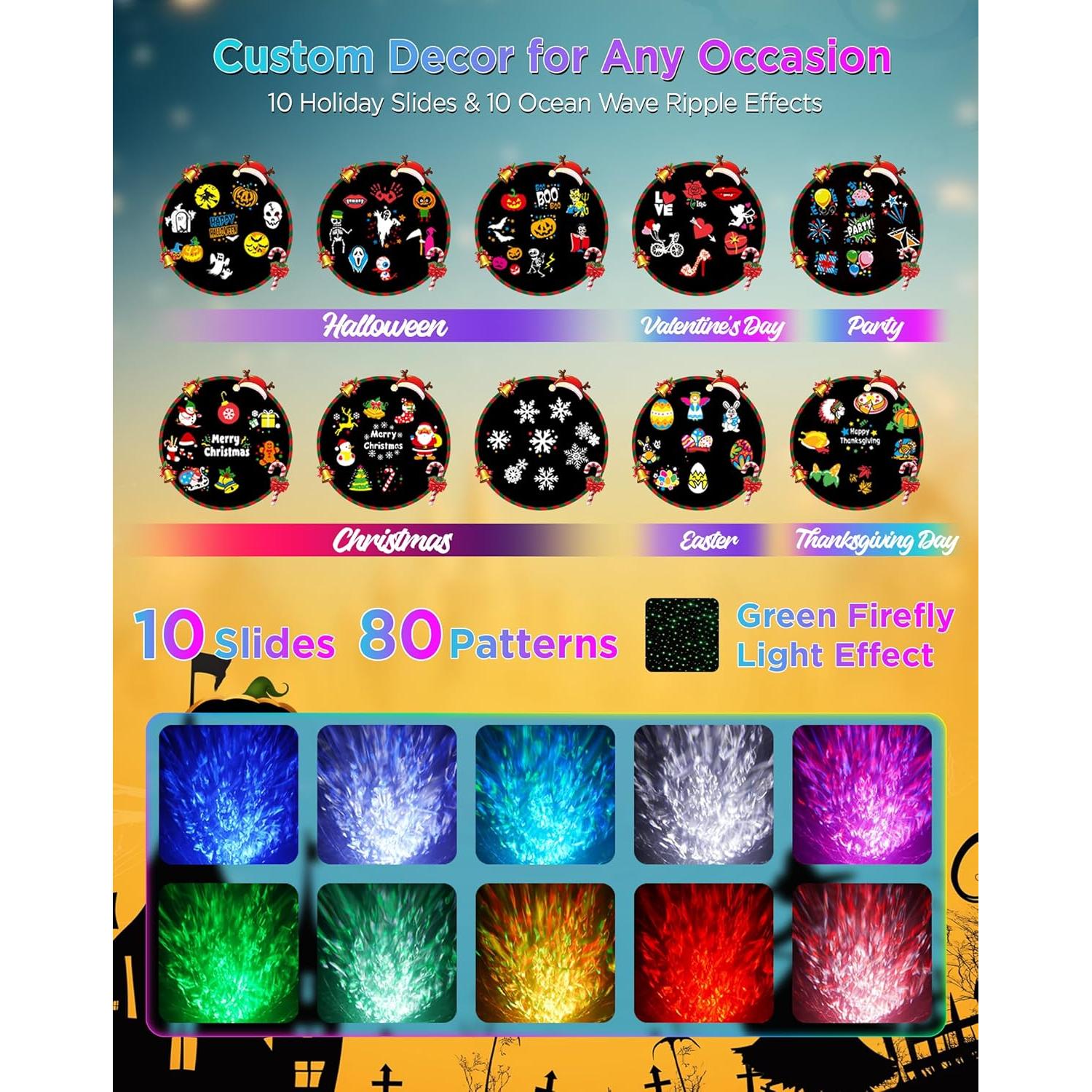 Proyector de Navidad y Halloween jepwe 10 diapositivas IP65