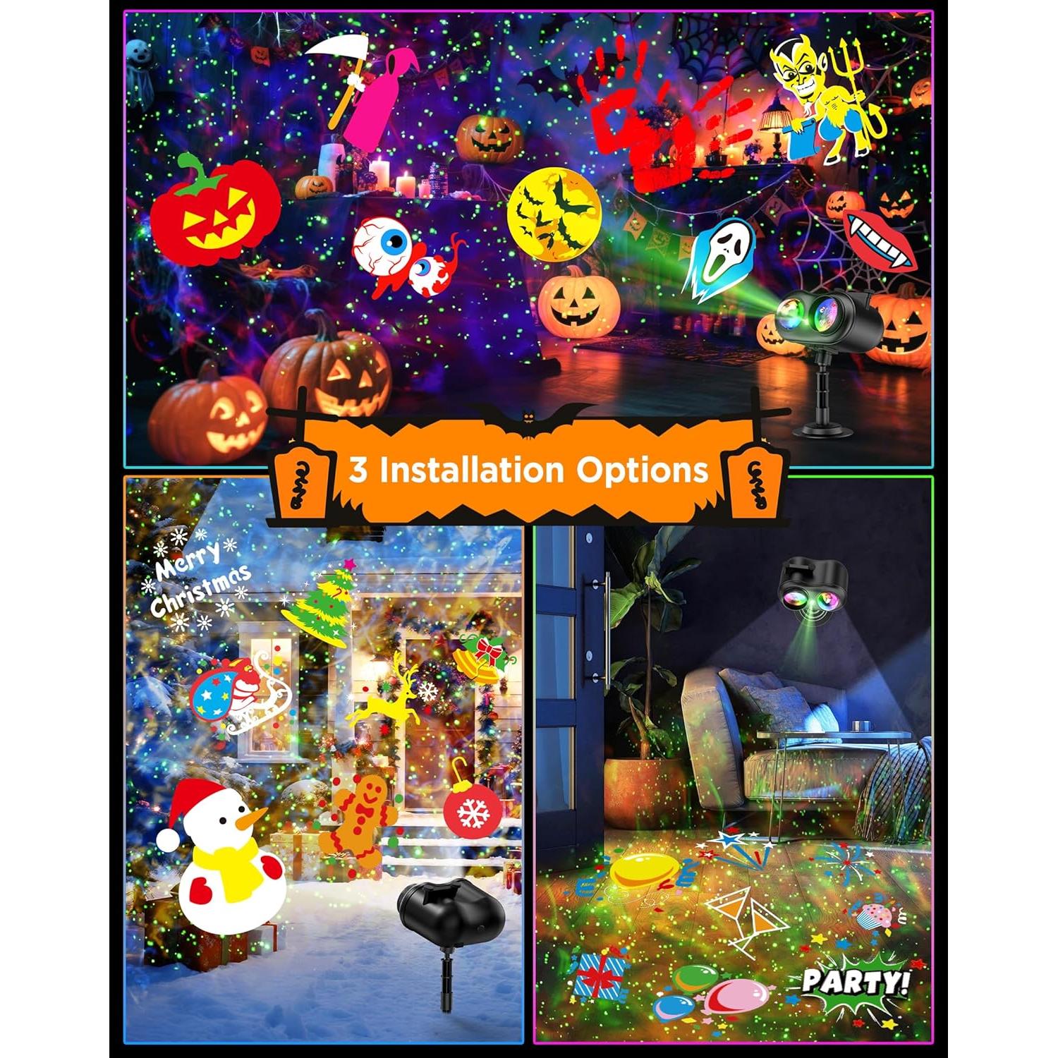 Proyector de Navidad y Halloween jepwe 10 diapositivas IP65