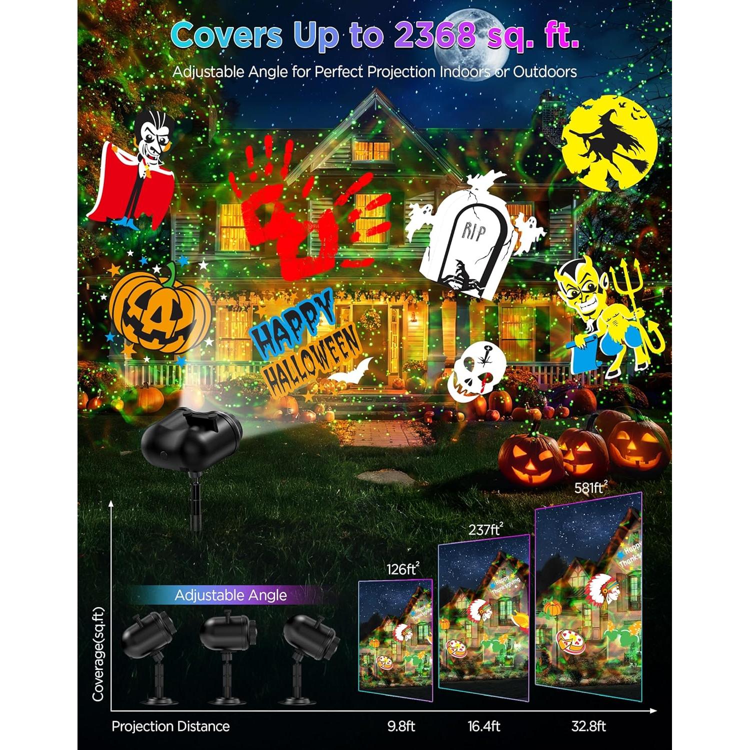 Proyector de Navidad y Halloween jepwe 10 diapositivas IP65