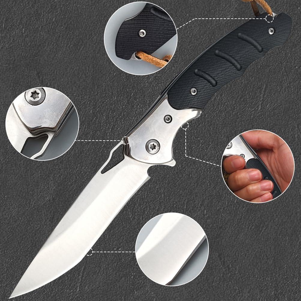 Cuchillo de bolsillo plegable Wellsure de acero D2 con mango G10