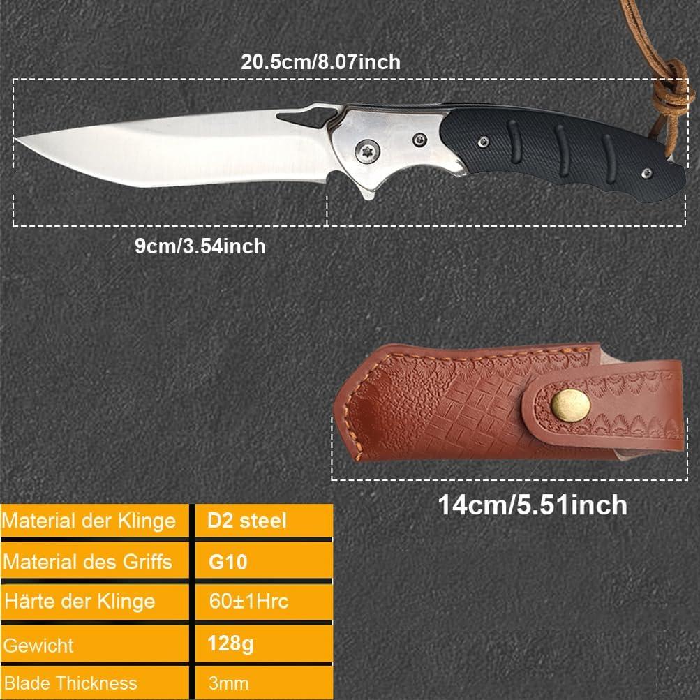 Cuchillo de bolsillo plegable Wellsure de acero D2 con mango G10