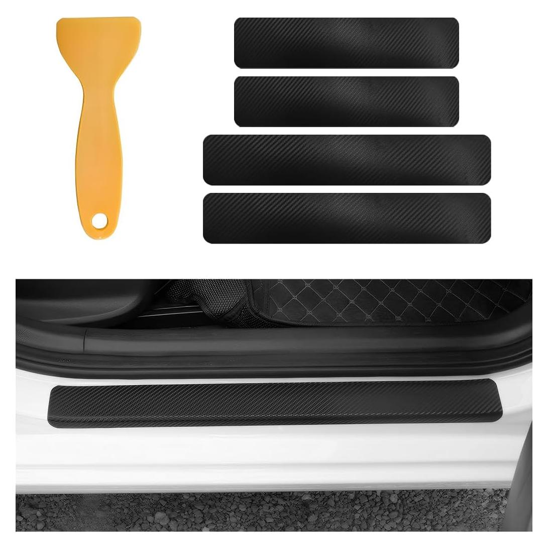 Protector de Umbral de Puerta de Coche Yourkar 3D Negro - 4 PCS
