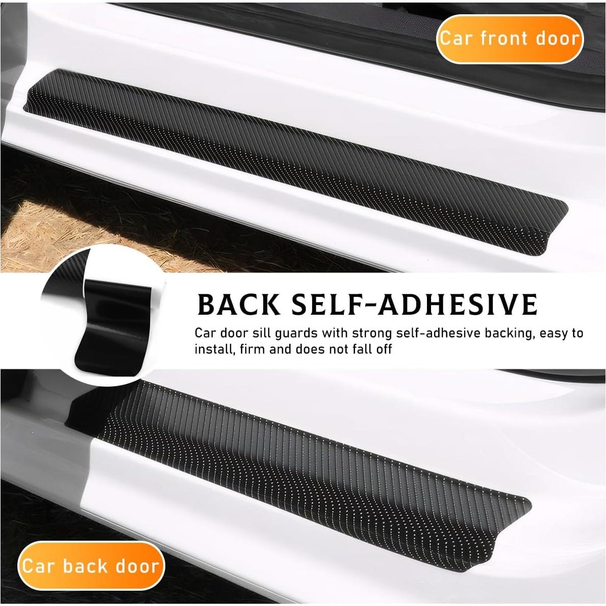 Protector de Umbral de Puerta de Coche Yourkar 3D Negro - 4 PCS