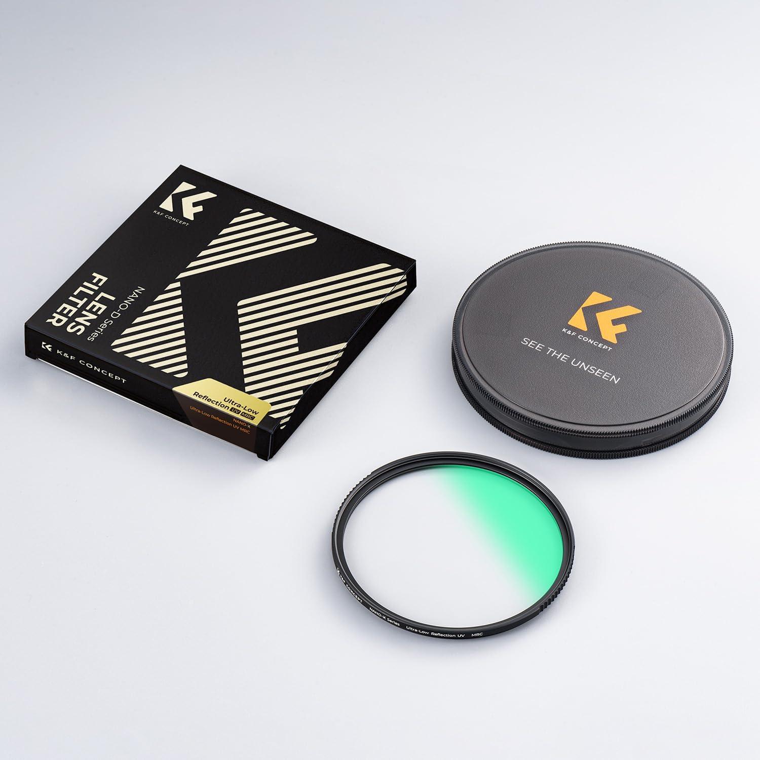 K&F CONCEPT 37mm Ultra-Low Reflectivity MCUV Lens Protection Filter 28 Multi-Layer Coatings Ultra-Slim HD Waterproof Scratch Resistant Lens UV Filter (Nano-X Series)