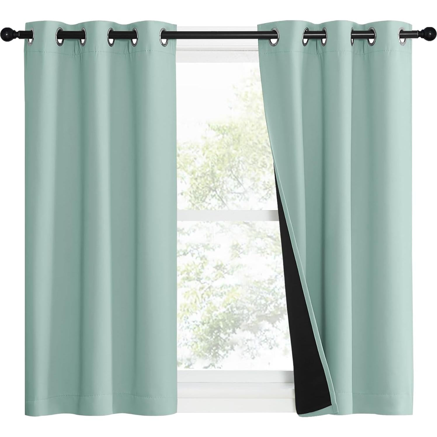 Cortinas Opacas NICETOWN Azul Aqua 94x102 cm Aislantes Térmicos