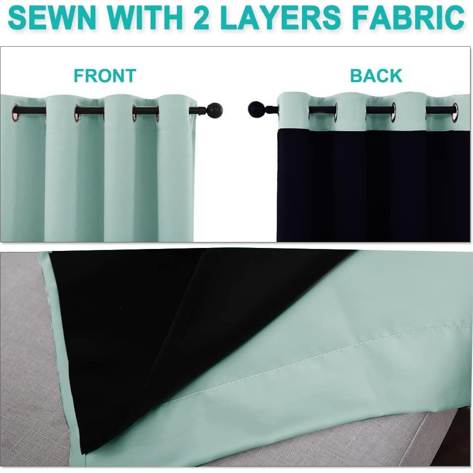 Cortinas Opacas NICETOWN Azul Aqua 94x102 cm Aislantes Térmicos