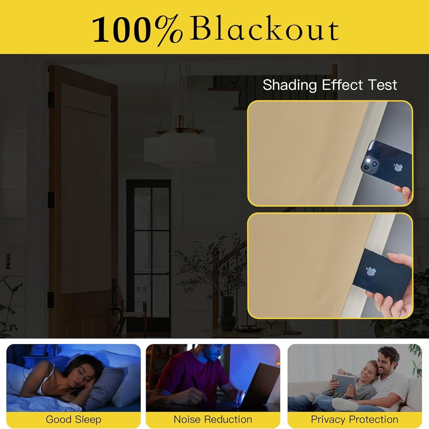 Cortina Opaca para Puerta NICETOWN 20x91 cm Beige Biscotti