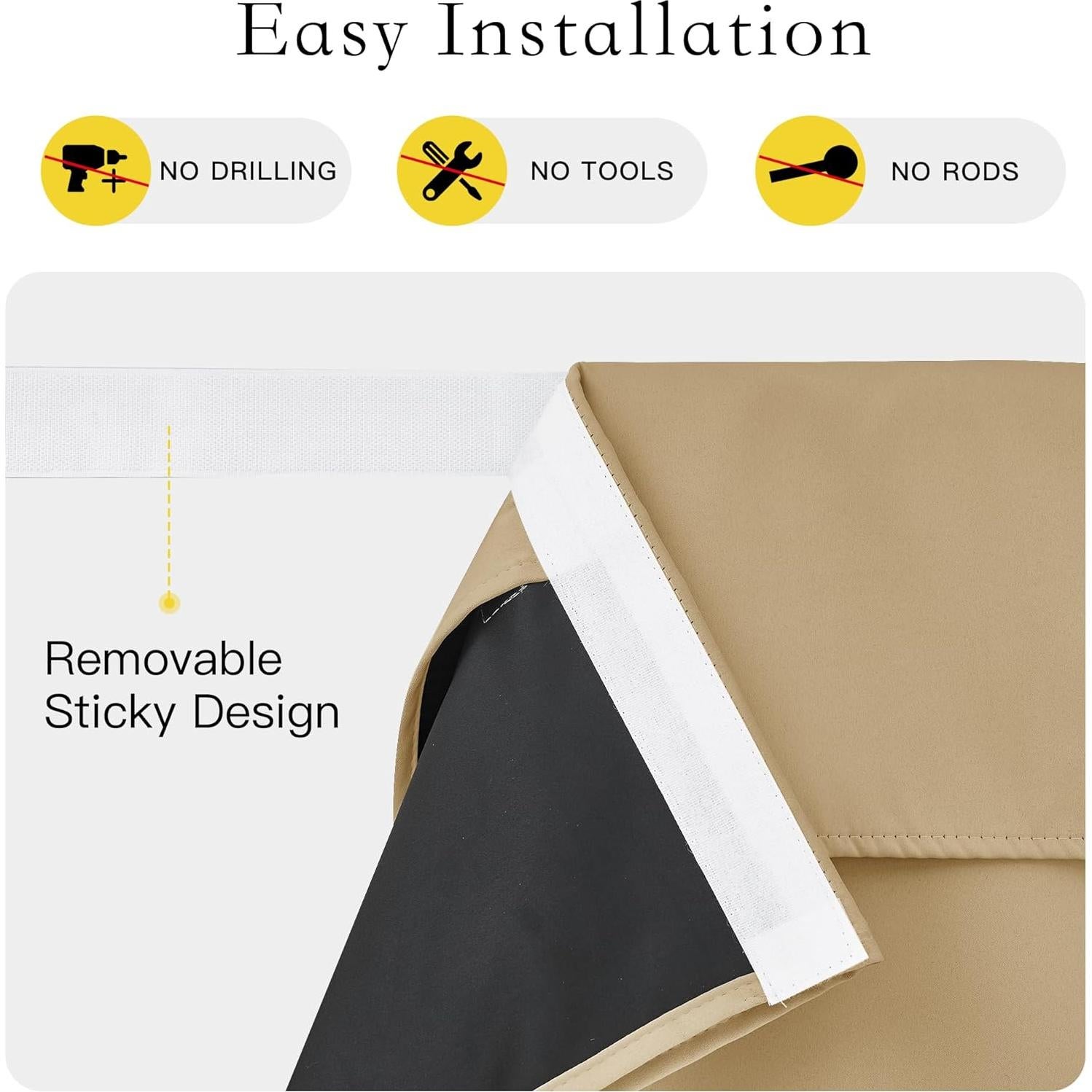 Cortina Opaca para Puerta NICETOWN 20x91 cm Beige Biscotti