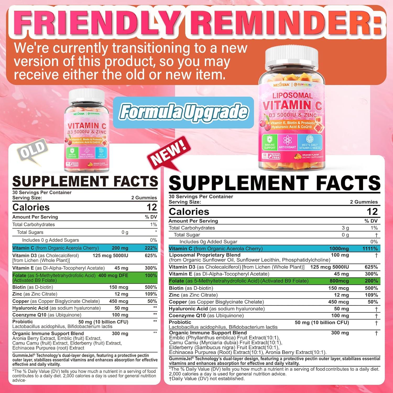 Gomitas Liposomales Vitamina C 1000mg D3 5000UI Zinc 60u