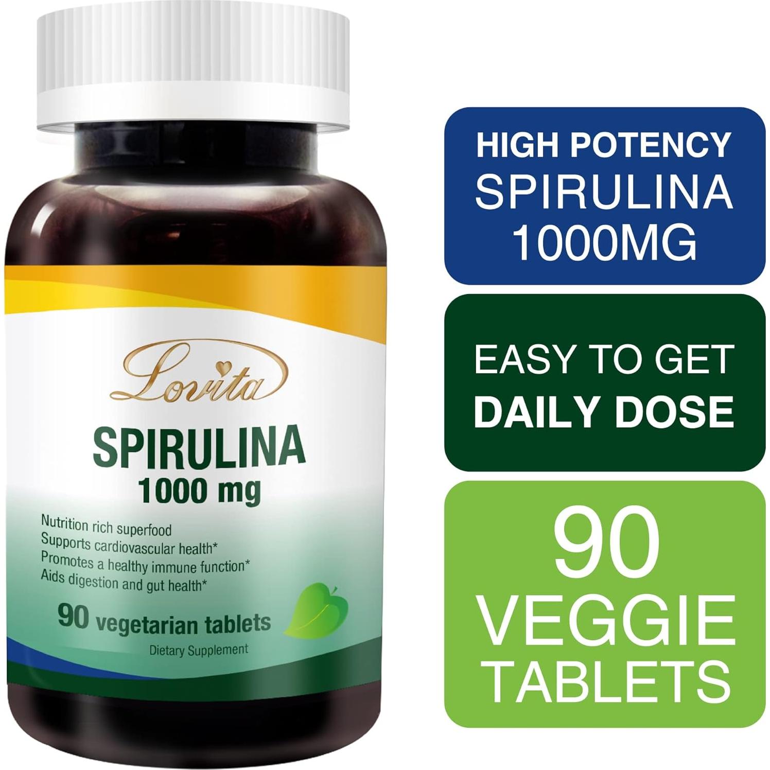 Espirulina Orgánica Lovita 1000mg 90 Tabletas Veganas