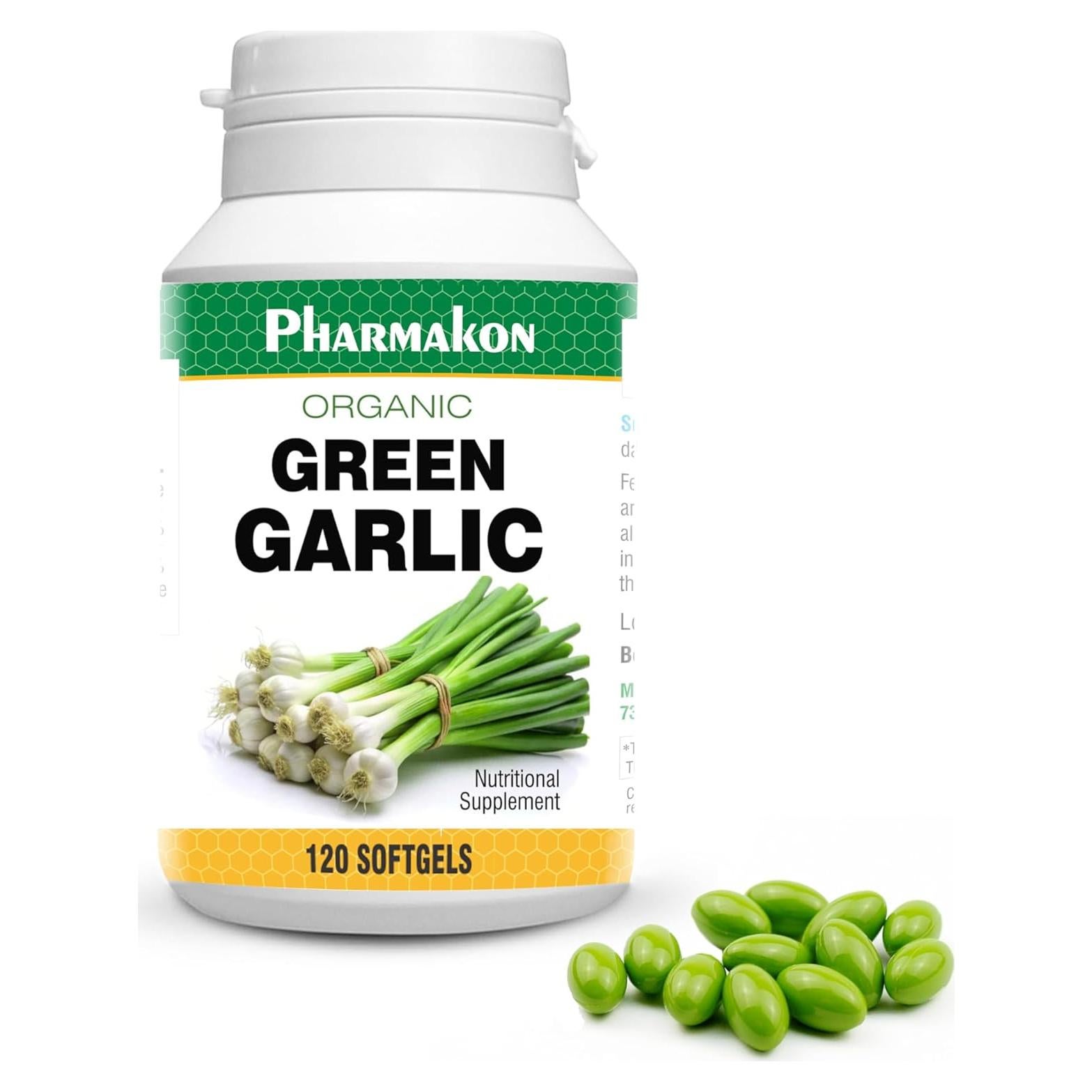 Cápsulas de Ajo Verde Orgánico Pharmakon 120 Unidades