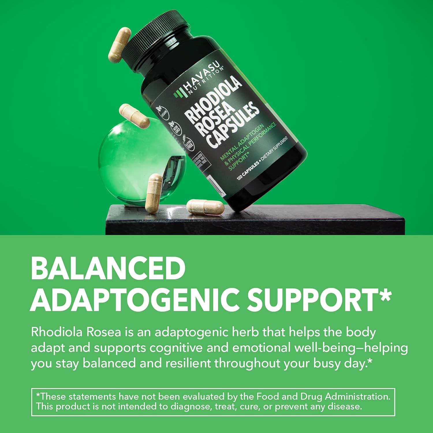 Suplemento de Rhodiola Rosea Havasu - 120 Cápsulas Veganas