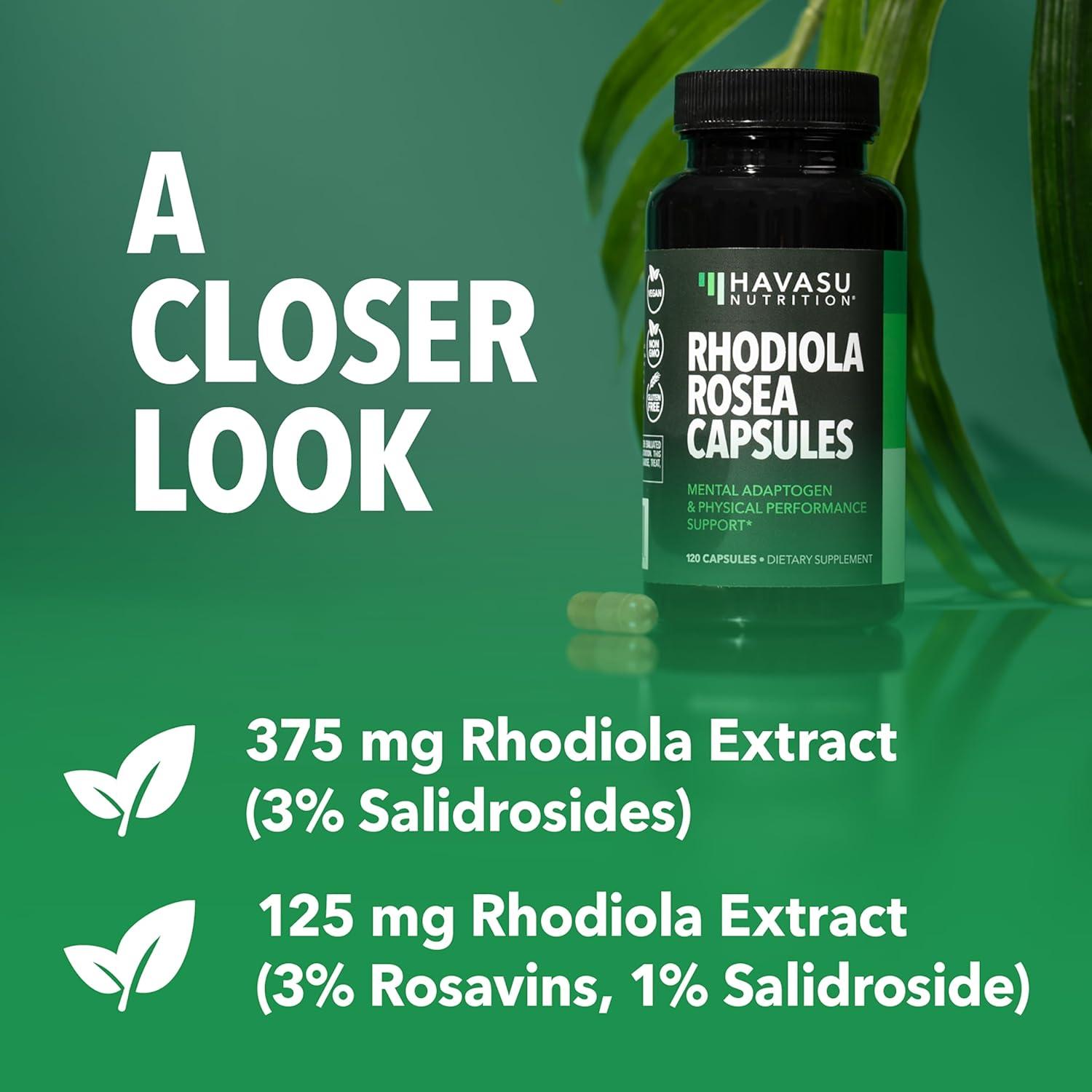 Suplemento de Rhodiola Rosea Havasu - 120 Cápsulas Veganas