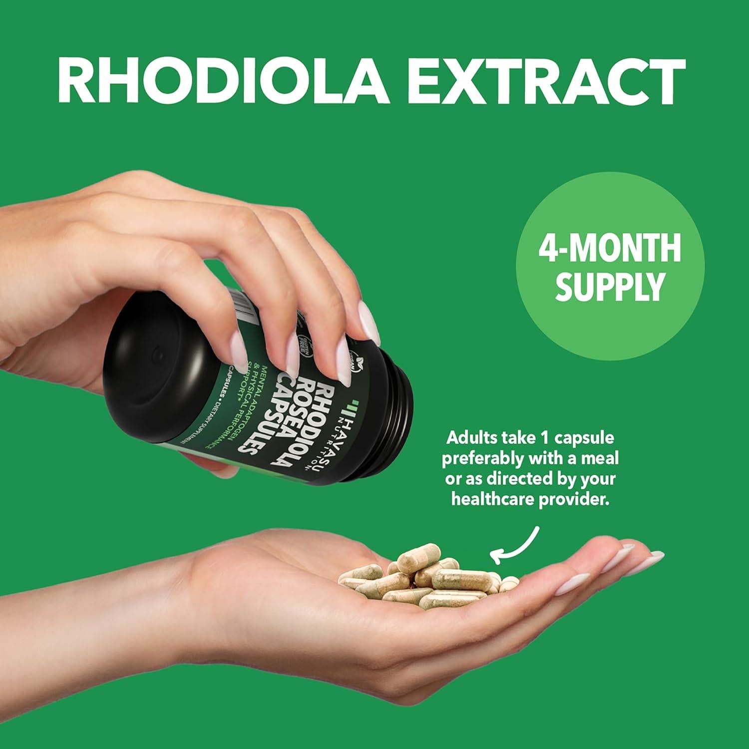 Suplemento de Rhodiola Rosea Havasu - 120 Cápsulas Veganas