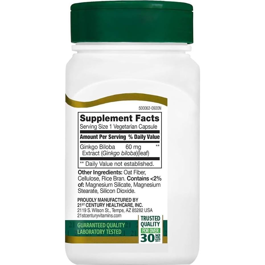 Extracto de Ginkgo Biloba Siglo 21 - 60 Cápsulas Veganas
