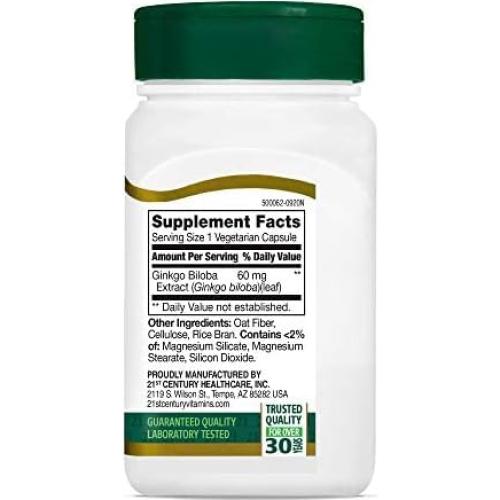 Extracto de Ginkgo Biloba Siglo 21 - 60 Cápsulas Veganas