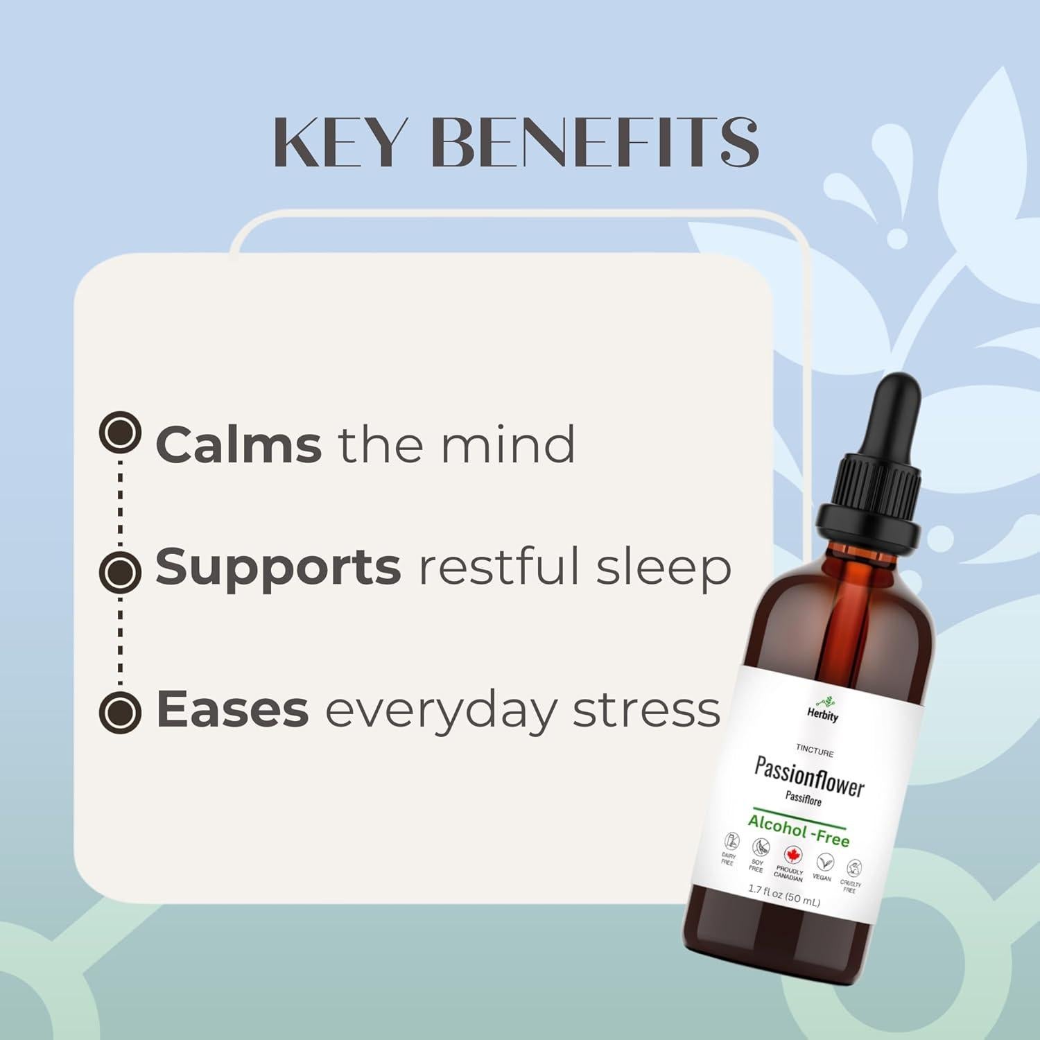 Tintura de Flor de Pasión Herbity 50 ml - Sin Alcohol, Vegana