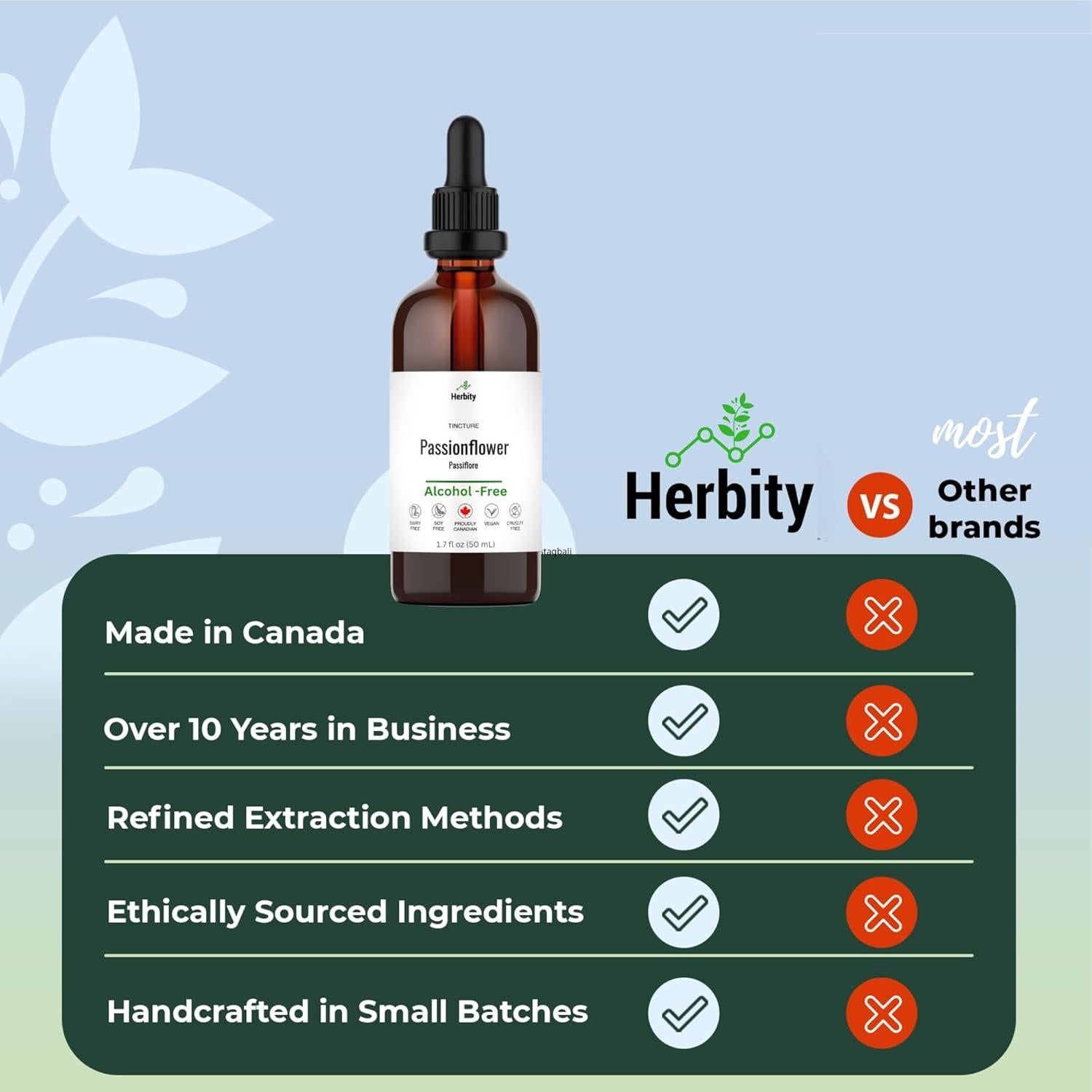 Tintura de Flor de Pasión Herbity 50 ml - Sin Alcohol, Vegana