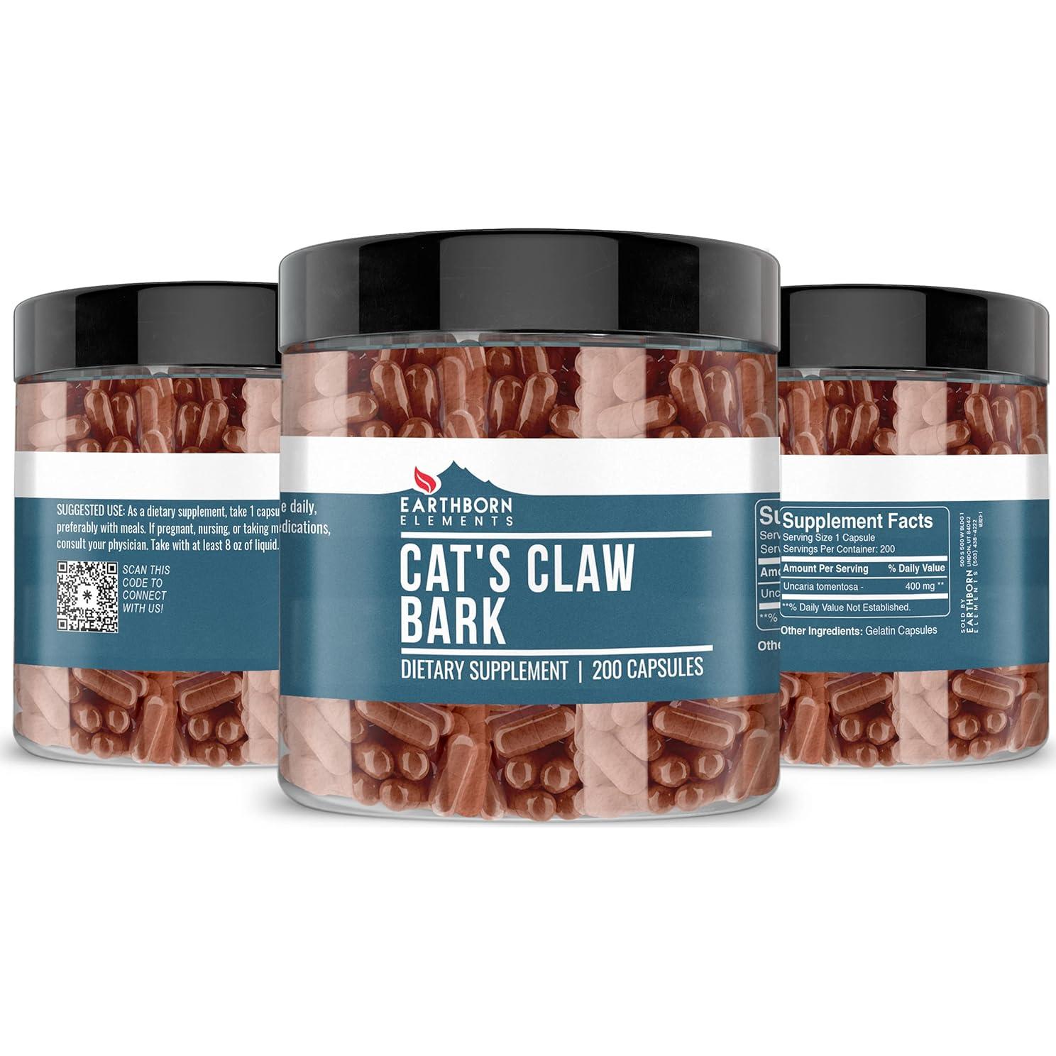Corteza de Uña de Gato Earthborn Elements 200 Cápsulas Puras