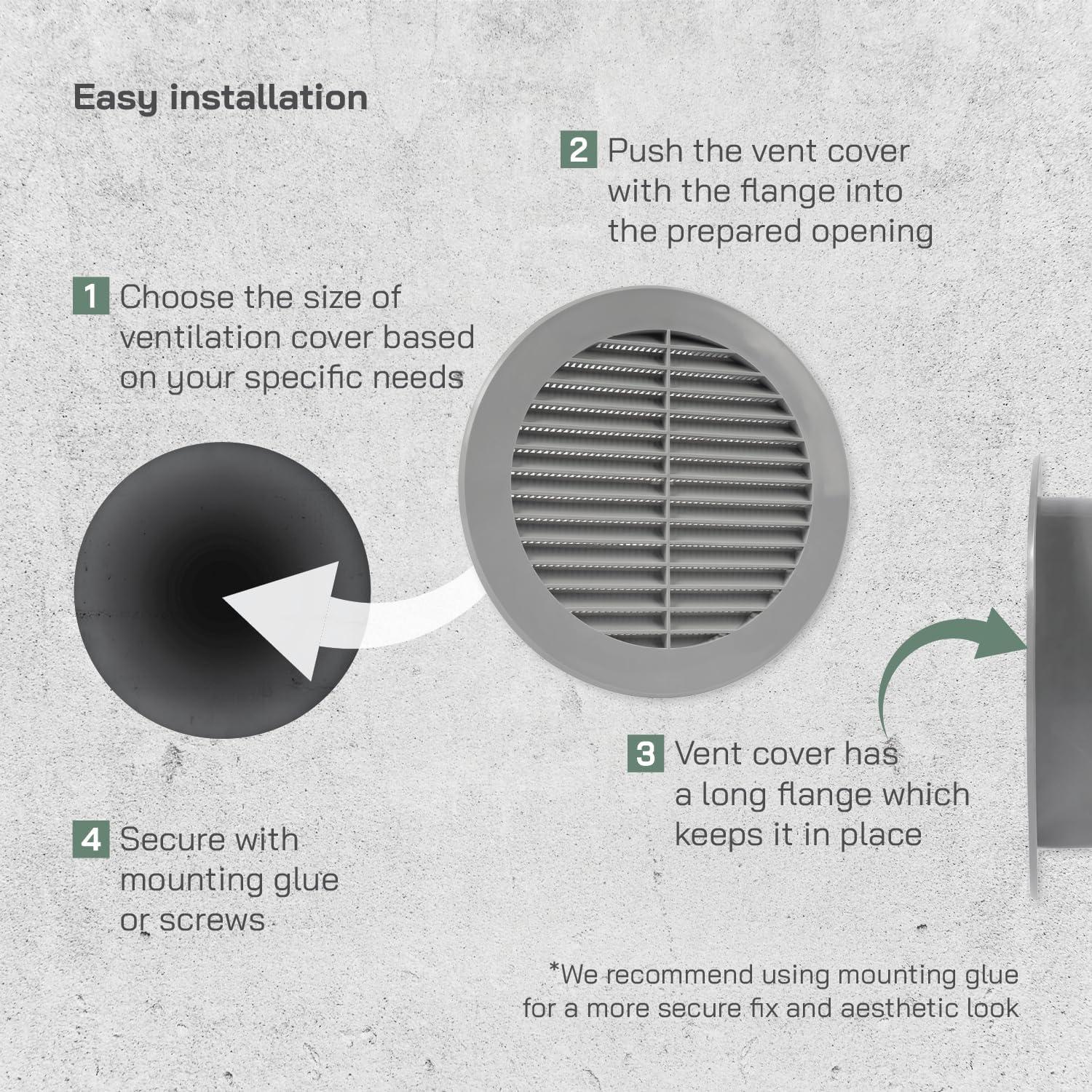 Cubierta de Ventilación Soffit Gris 15.24 cm - Rejilla con Malla