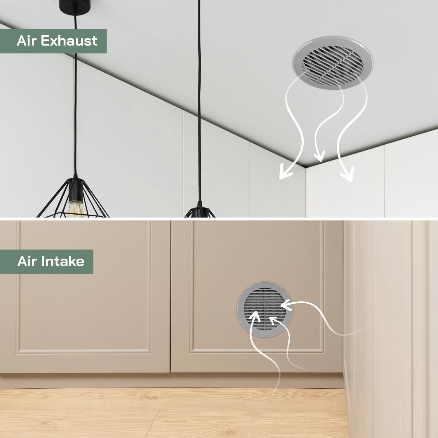 Cubierta de Ventilación Soffit Gris 15.24 cm - Rejilla con Malla