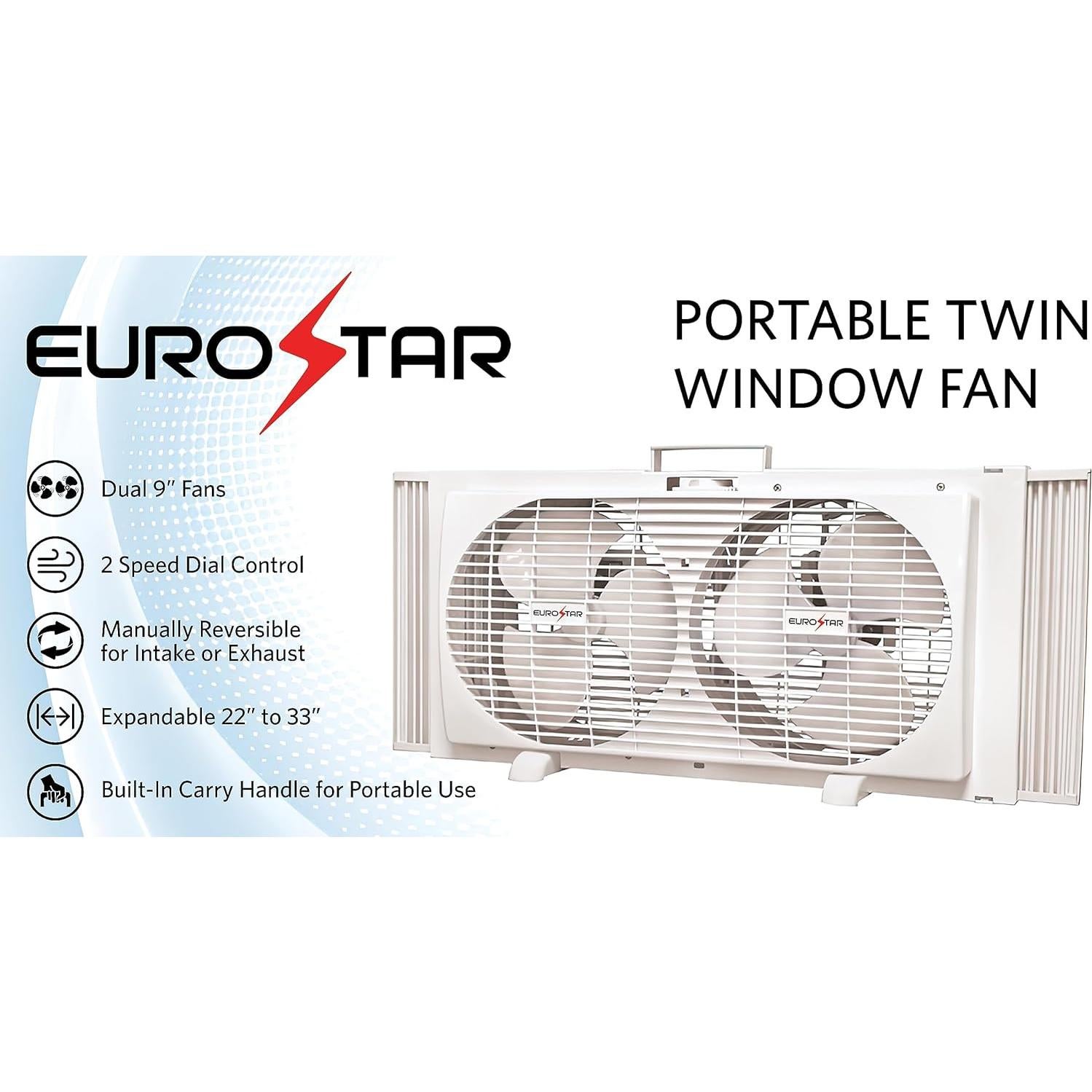 Ventilador de Ventana Doble EUROSTAR 84 cm Blanco 56W