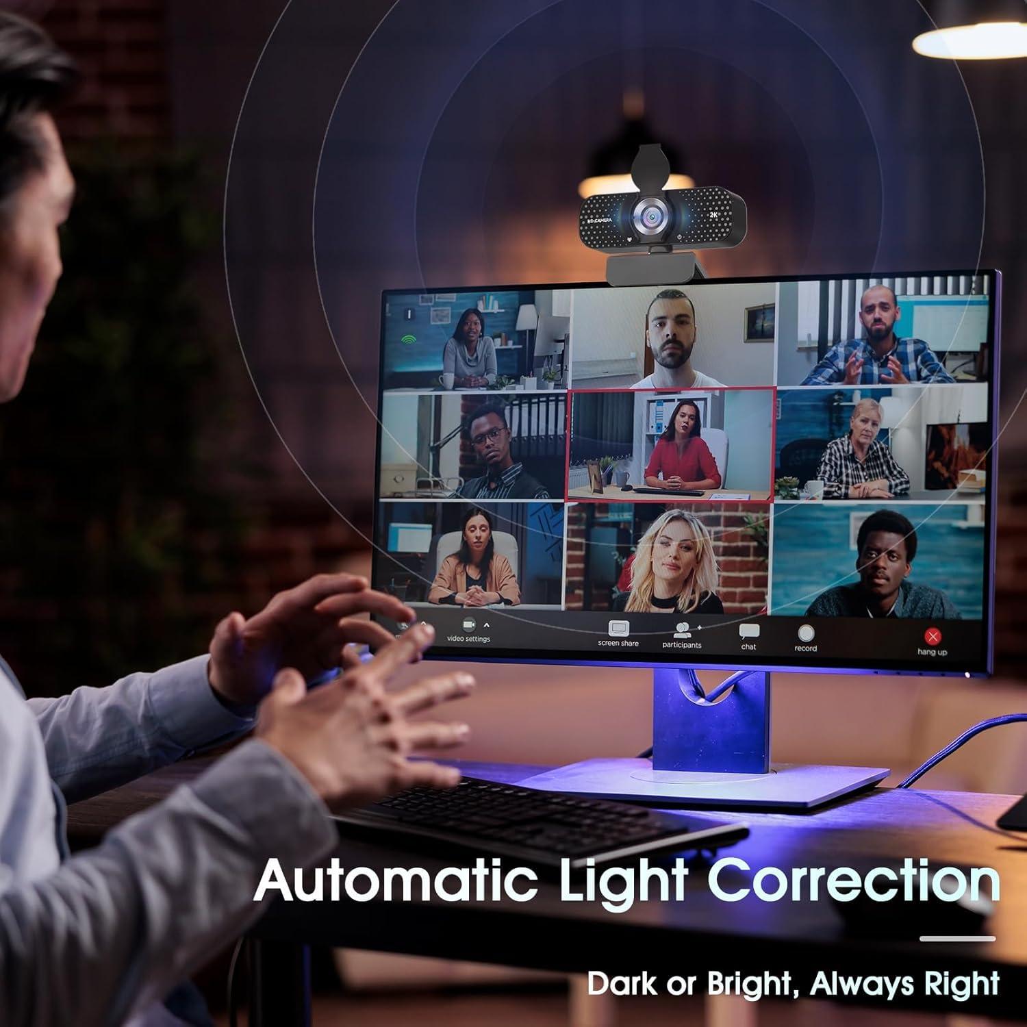 Cámara Web 2K HD TRAUSI con Micrófono y Cubierta Privacidad