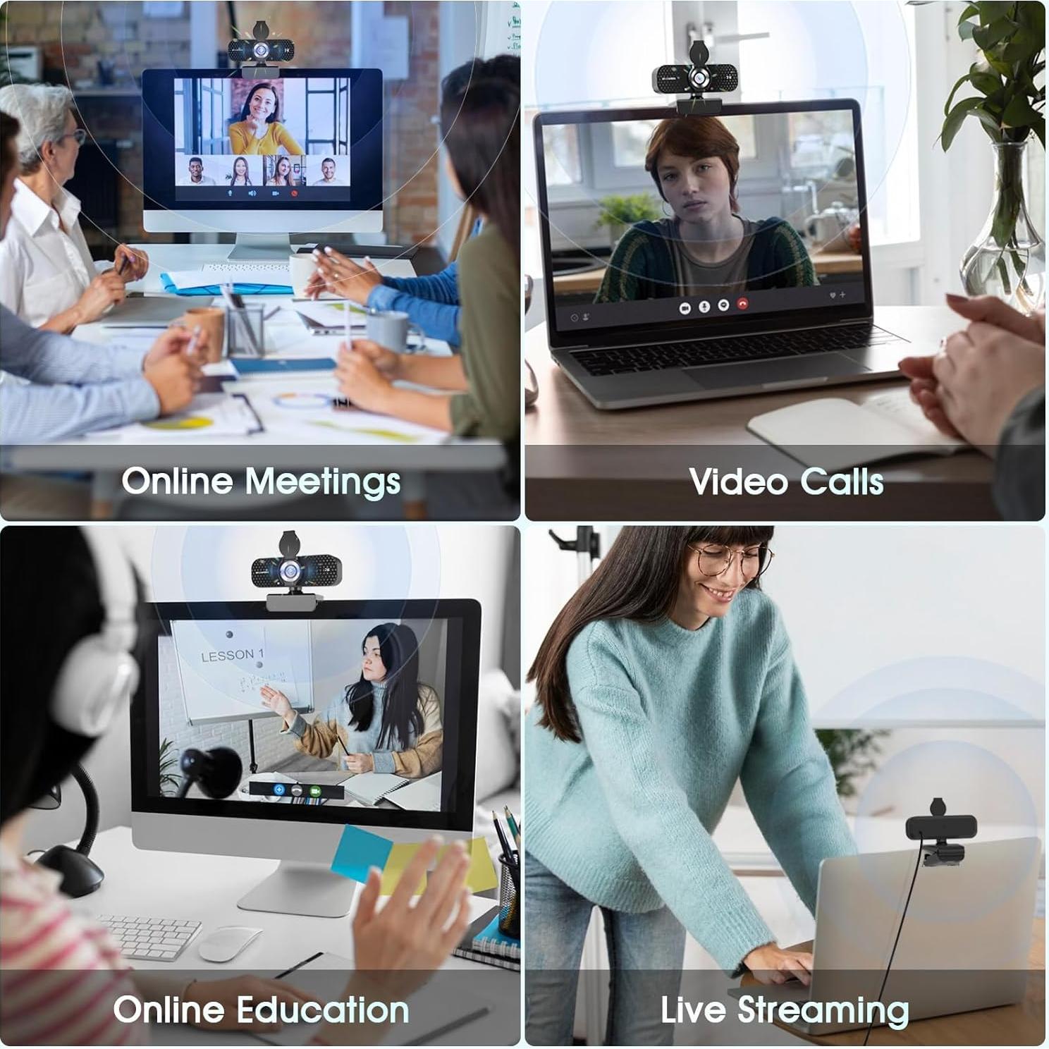 Cámara Web 2K HD TRAUSI con Micrófono y Cubierta Privacidad