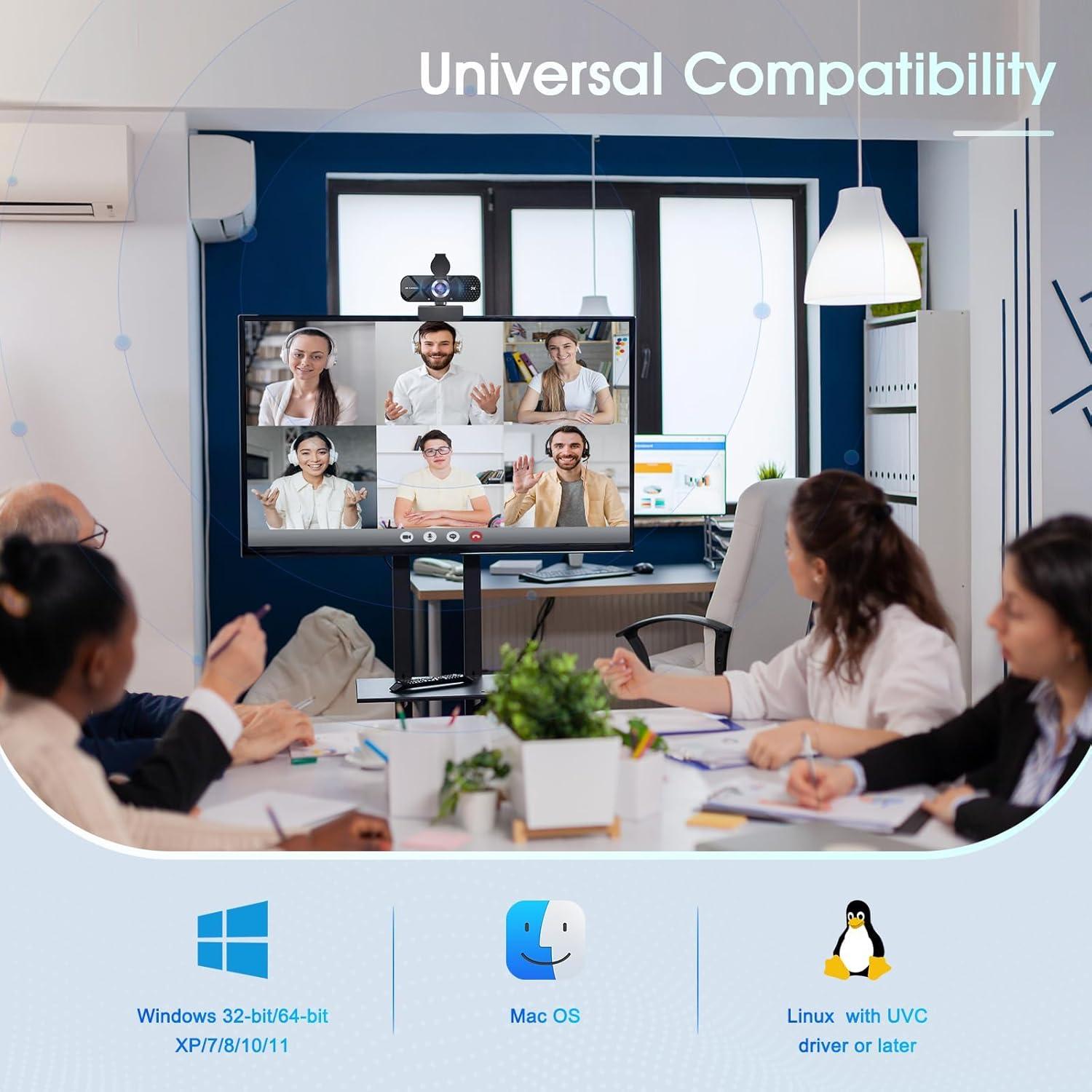 Cámara Web 2K HD TRAUSI con Micrófono y Cubierta Privacidad