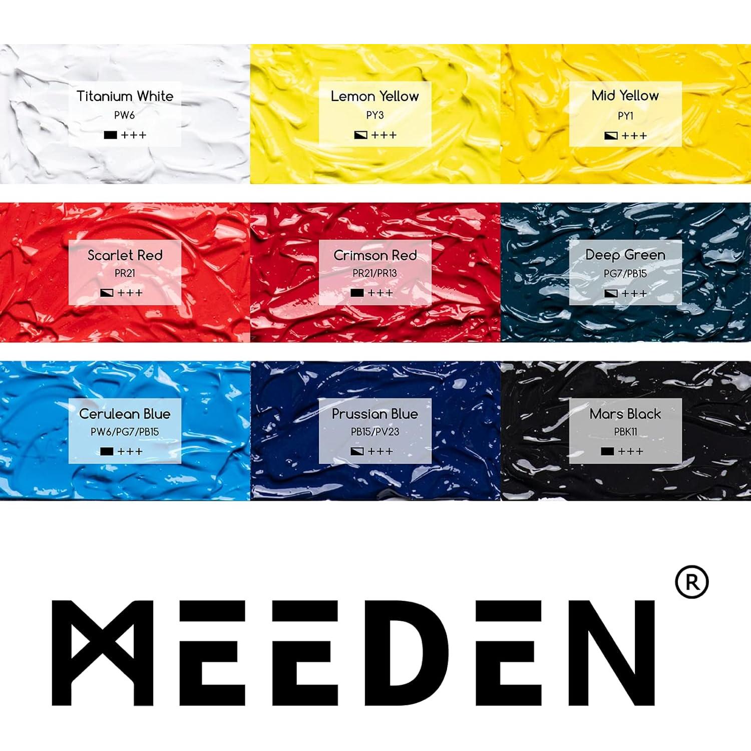 Juego de Pintura Acrílica MEEDEN Artista 9 Tubos 60ml